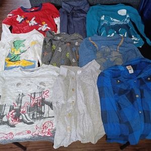 Lot of 9 Boys Shirts Size 4T. Dinosaurs, Yetis, Flannel, Robots